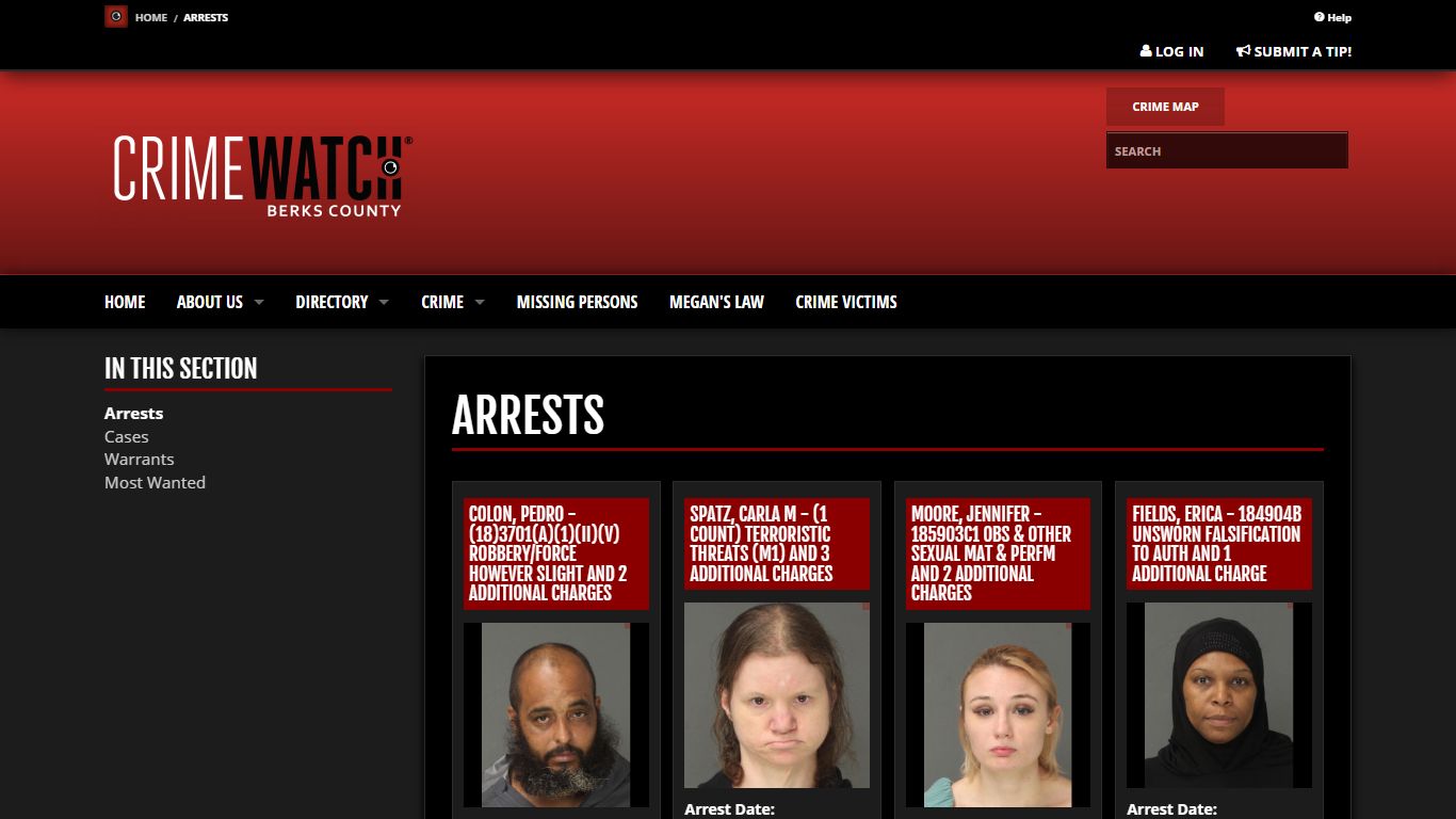 Arrests - Berks County | CRIMEWATCH PA